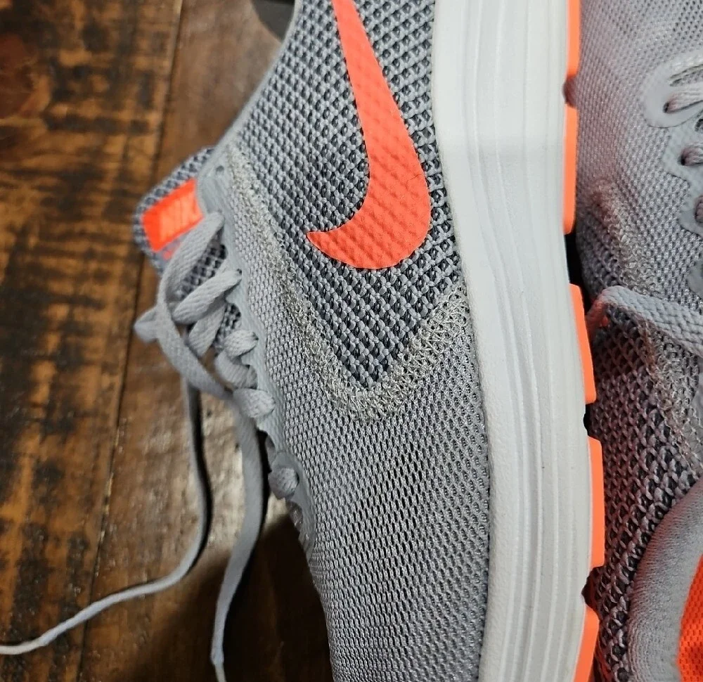 Nike Women Gray and Orange Mesh Sneakers